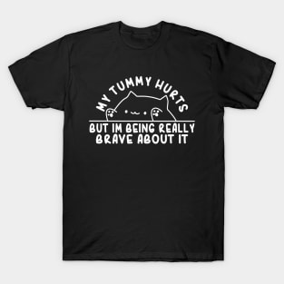 My Tummy Hurts But Im Being Really Brave About It Funny Cat T-Shirt
